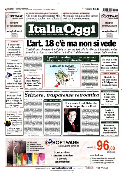 Italia oggi : quotidiano di economia finanza e politica